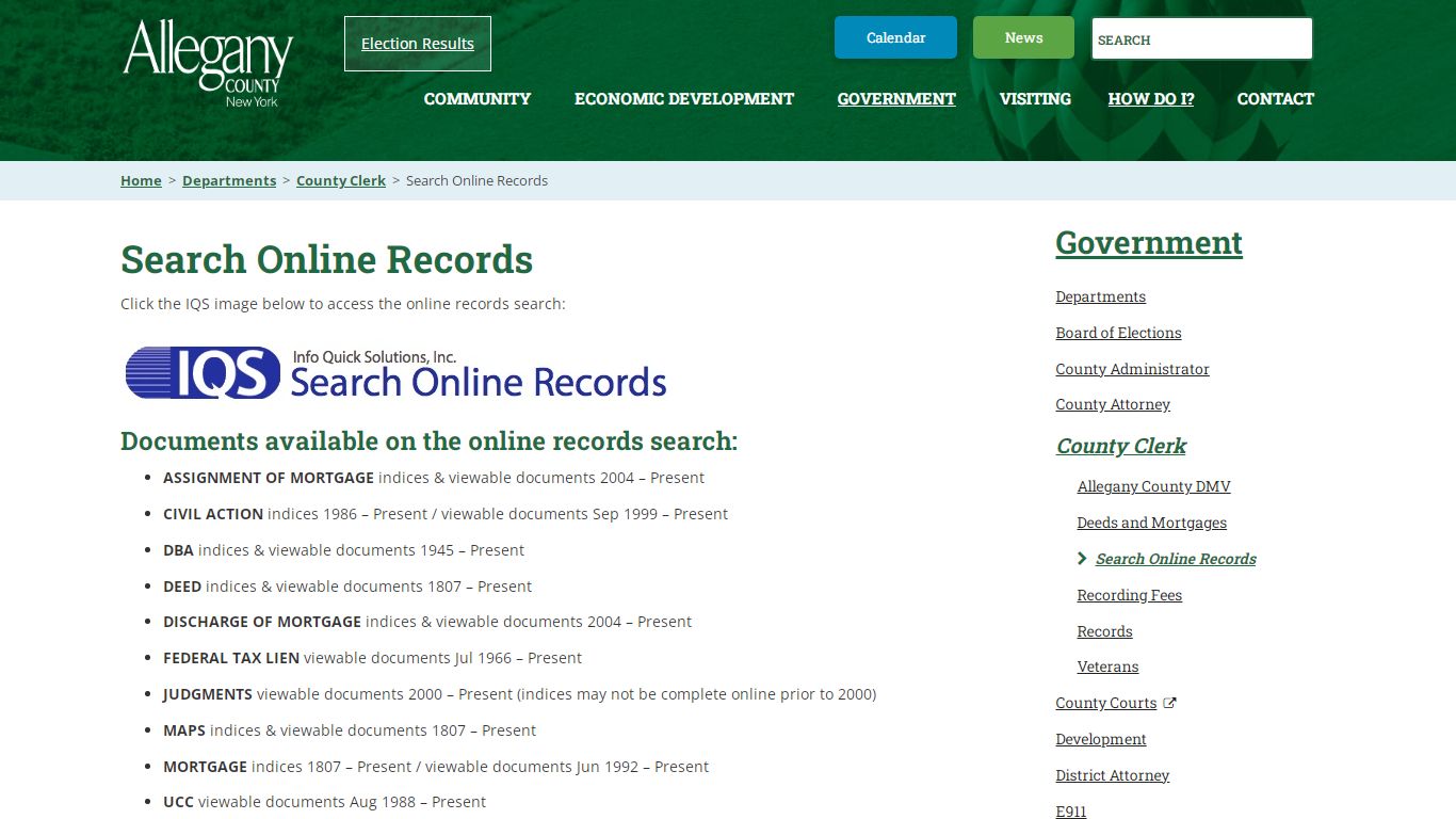 Search Online Records | Allegany County, New York